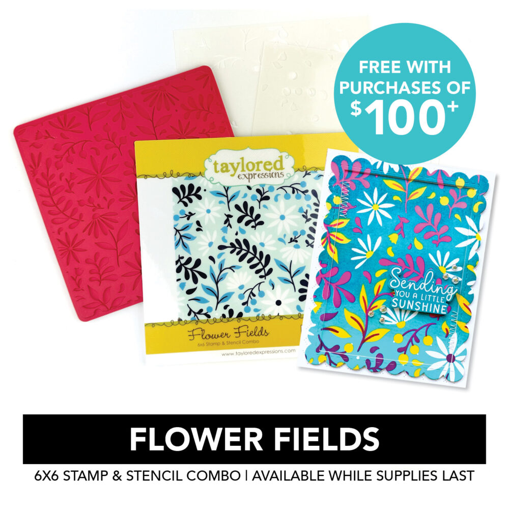 Flower Fields 6x6 Stamp & Stencil Combo