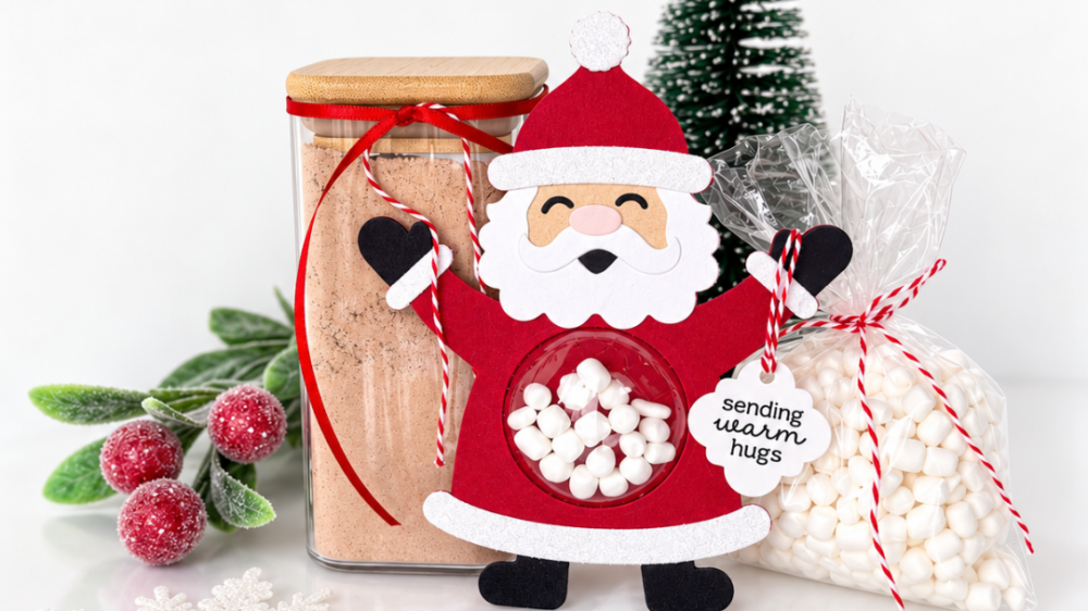 Handmade Santa Claus holiday gift holder created with Taylored Expressions All the Trimmings crafting products.